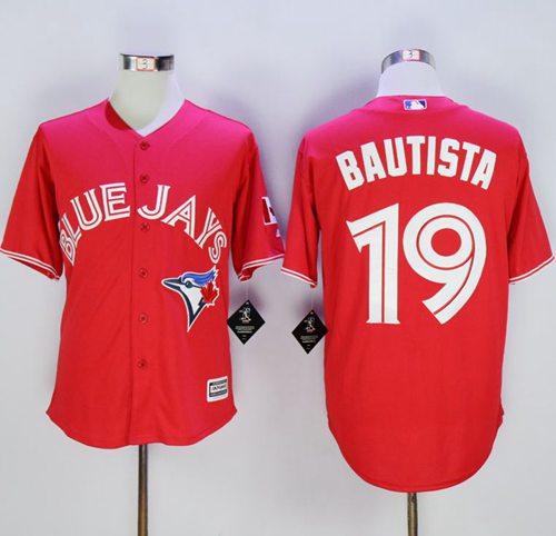 Blue Jays #19 Jose Bautista Red New Cool Base Canada Day Stitched MLB Jersey
